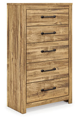 Hoover Furniture Outlet - Ashley Furniture - Maystonna Chest of Drawers - Five Drawer Chest / Brown - PCB1580-46