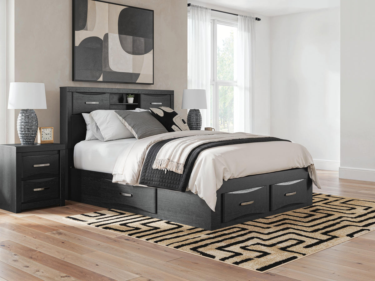 Hoover Furniture Outlet - Ashley Furniture - Stabotta Queen Bookcase Bed with Storage - Queen Bookcase Bed with Storage - PCB1755B7