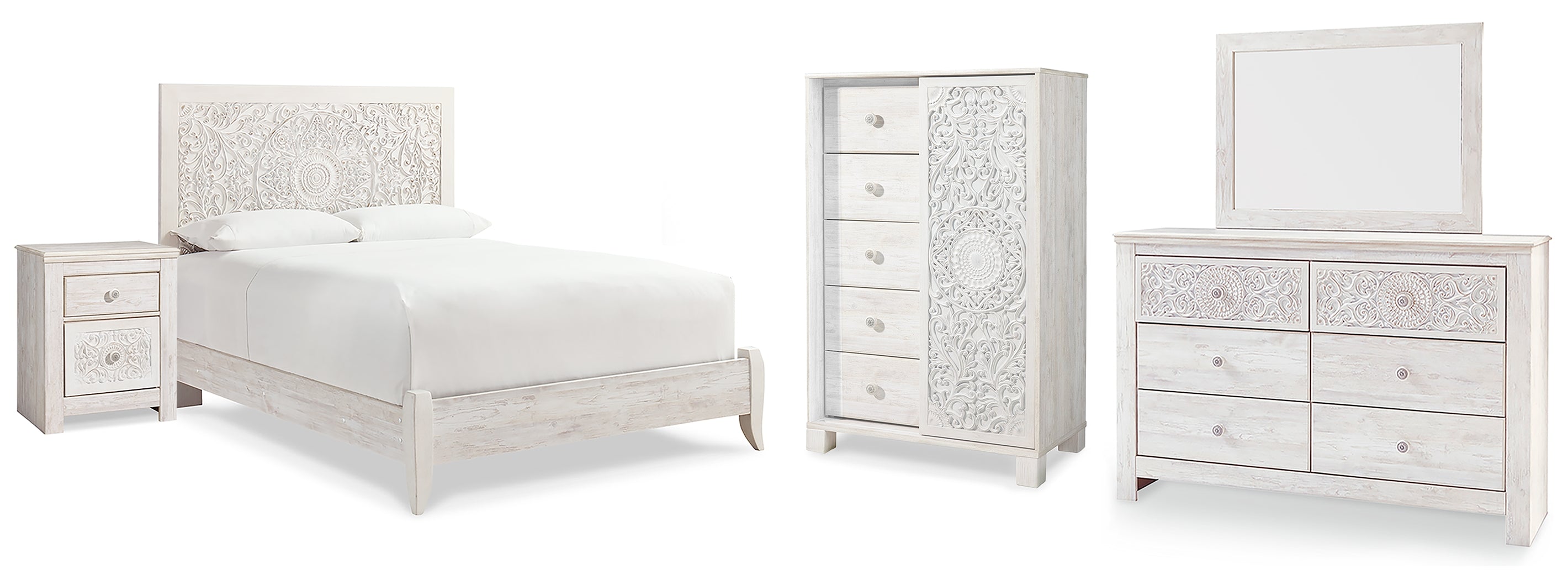 Hoover Furniture Outlet - Ashley Furniture - Paxberry Queen Panel Bed, Dresser, Mirror,  Chest and Nightstand - Queen Panel Bed, Dresser, Mirror,  Chest and Nightstand - B181B35