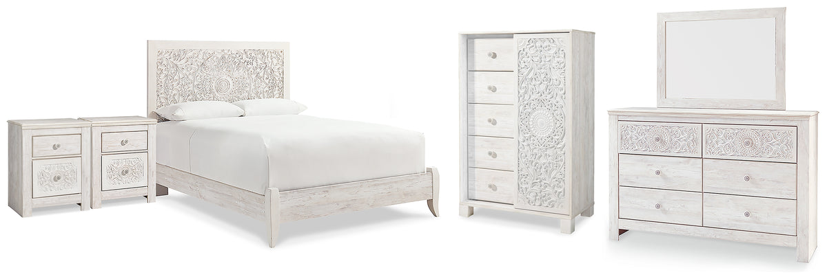 Hoover Furniture Outlet - Ashley Furniture - Paxberry Queen Panel Bed, Dresser, Mirror, Chest and 2 Nightstands - Queen Panel Bed, Dresser, Mirror, Chest and 2 Nightstands - B181B36