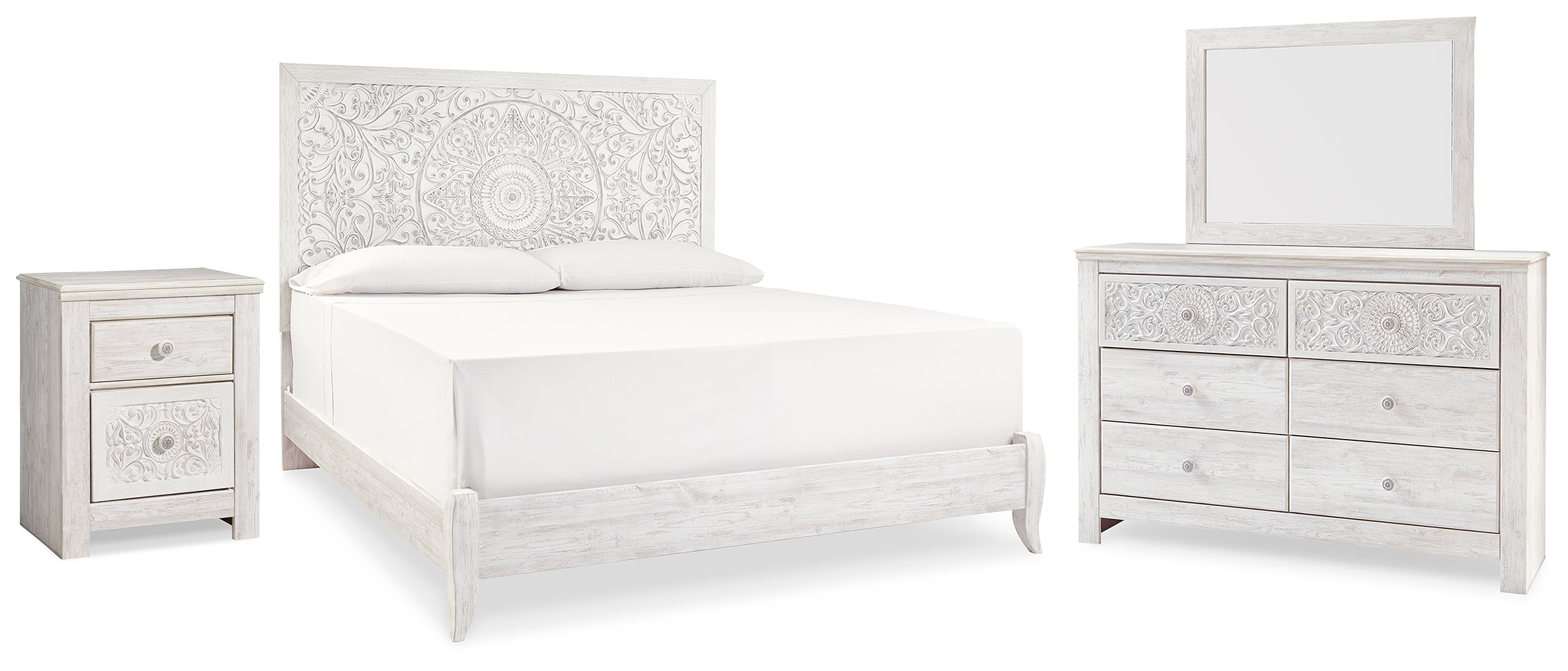 Hoover Furniture Outlet - Ashley Furniture - Paxberry King Panel Bed, Dresser, Mirror and Nightstand - King Panel Bed, Dresser, Mirror and Nightstand - B181B33