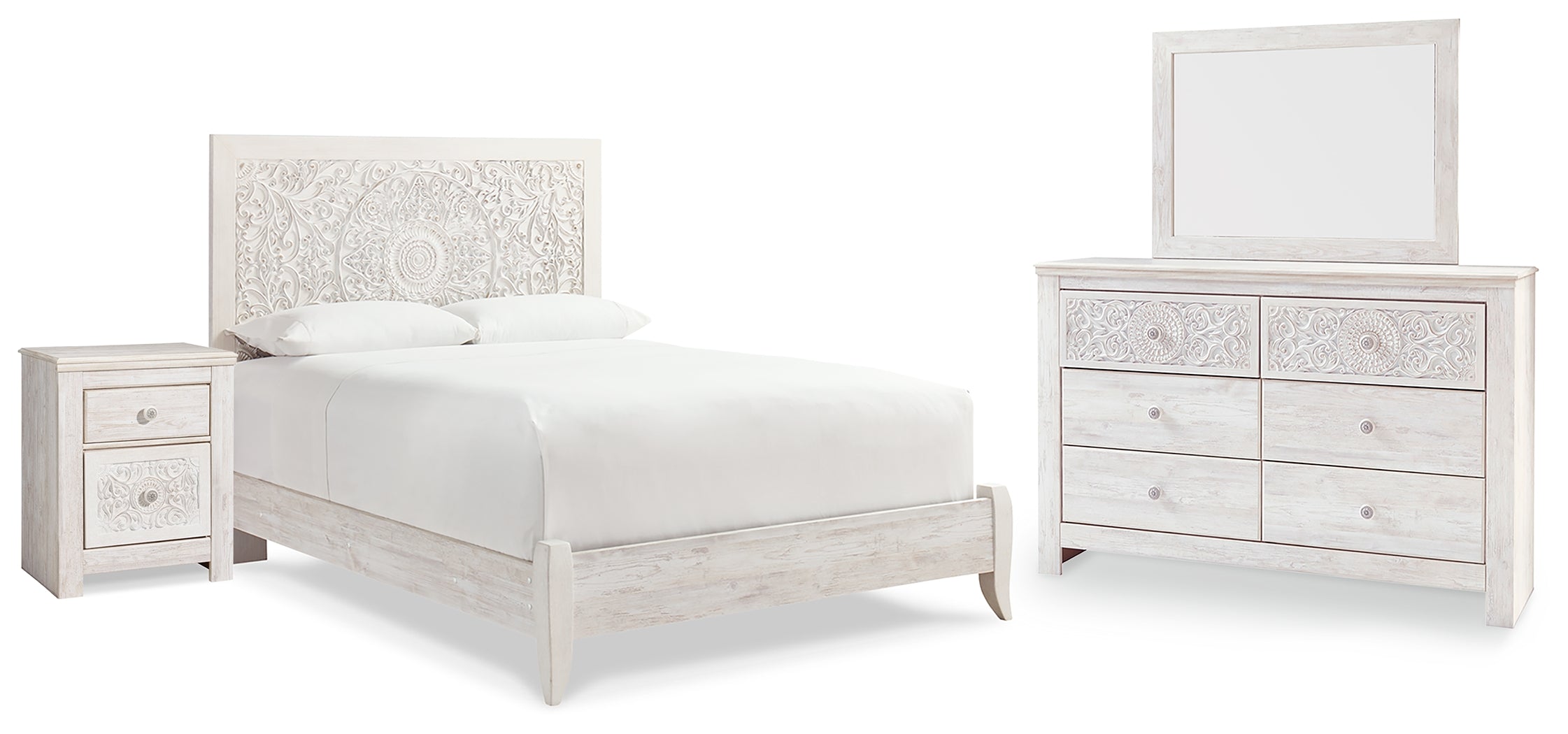 Hoover Furniture Outlet - Ashley Furniture - Paxberry Queen Panel Bed, Dresser, Mirror and Nightstand - Queen Panel Bed, Dresser, Mirror and Nightstand - B181B16
