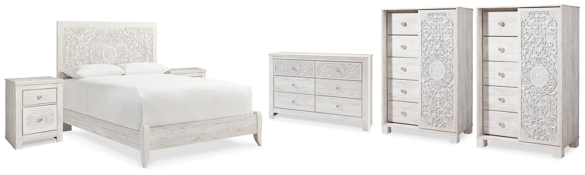 Hoover Furniture Outlet - Ashley Furniture - Paxberry Queen Panel Bed, Dresser, 2 Chests and 2 Nightstands - Queen Panel Bed, Dresser, 2 Chests and 2 Nightstands - B181B31