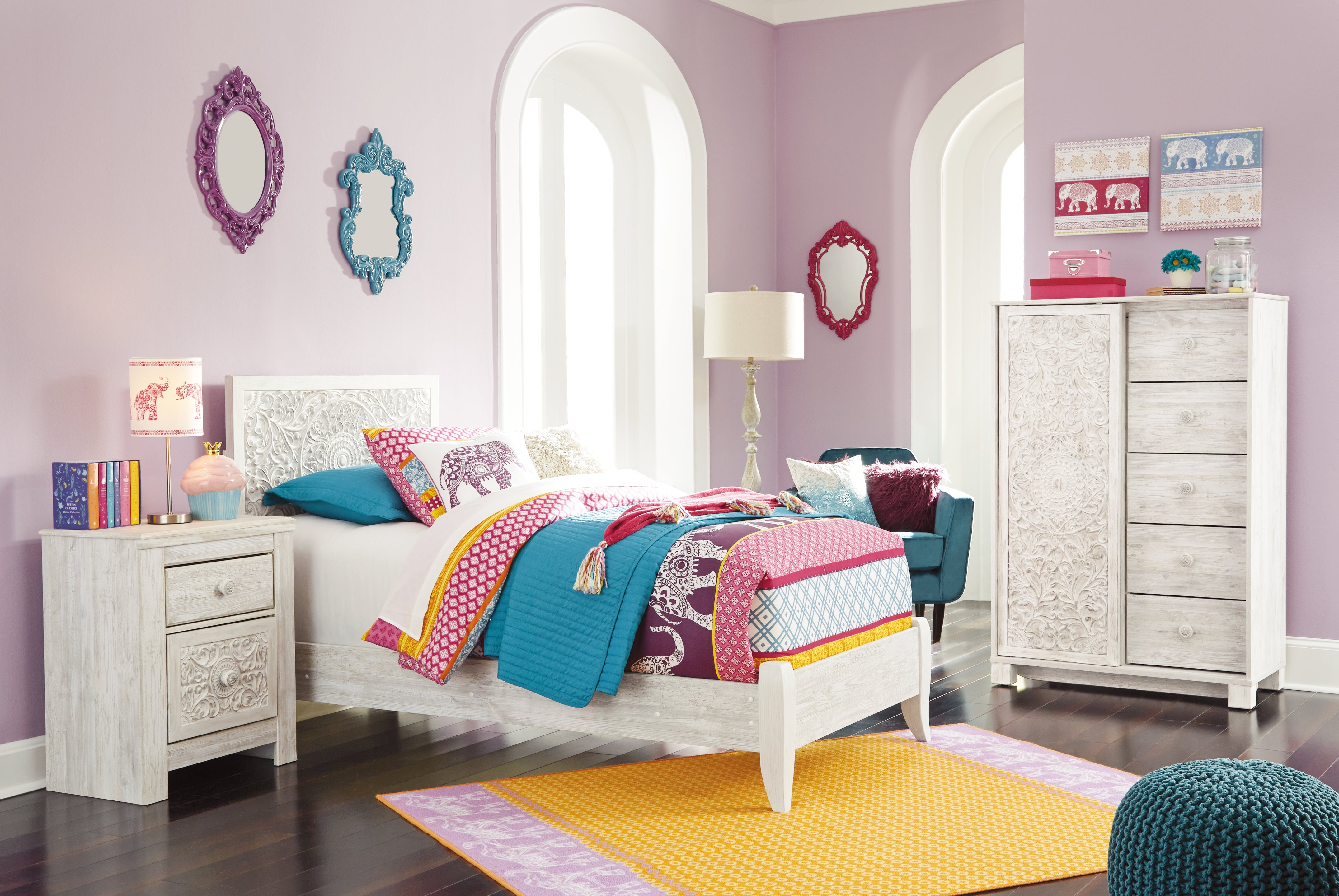 Hoover Furniture Outlet - Ashley Furniture - Paxberry Twin Panel Bed, Chest and Nightstand - Twin Panel Bed, Chest and Nightstand - B181B24