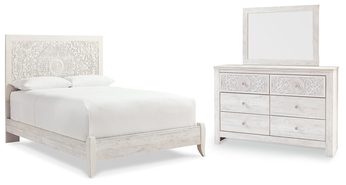 Hoover Furniture Outlet - Ashley Furniture - Paxberry Queen Panel Bed, Dresser and Mirror - Queen Panel Bed, Dresser and Mirror - B181B15