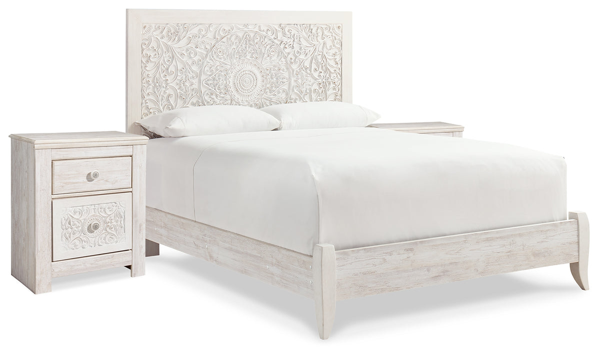 Hoover Furniture Outlet - Ashley Furniture - Paxberry Queen Panel Bed and 2 Nightstands - Queen Panel Bed and 2 Nightstands - B181B30