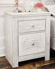 Hoover Furniture Outlet - Ashley Furniture - Paxberry Nightstand - Two Drawer Night Stand / Whitewash - B181-92