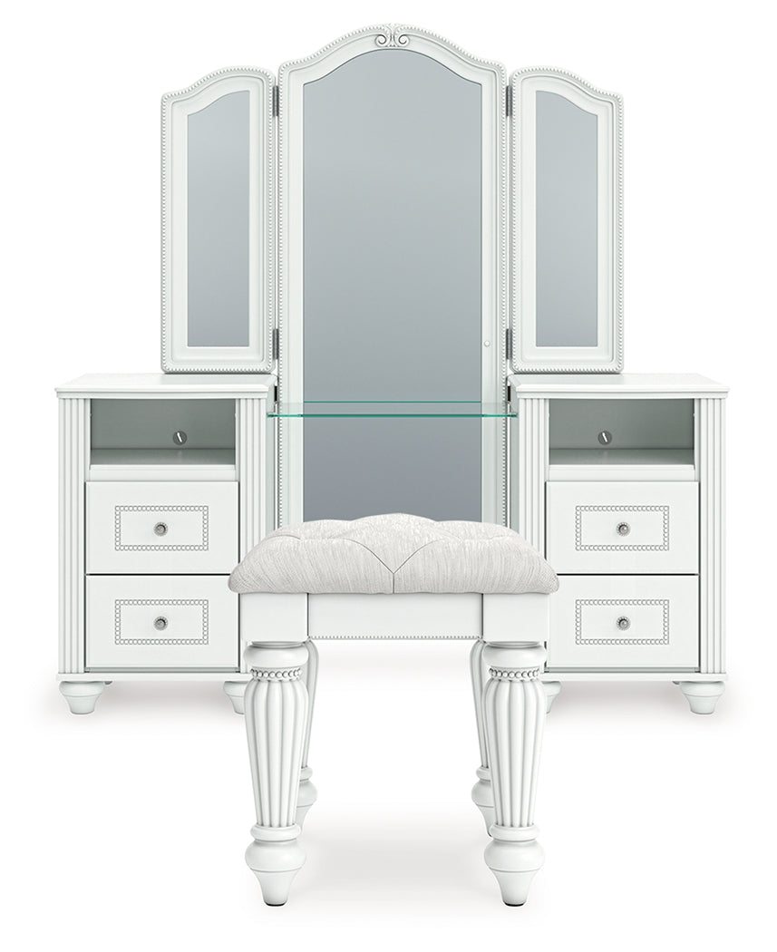 Hoover Furniture Outlet - Ashley Furniture - Kozlani Vanity, Mirror and Stool - Vanity, Mirror and Stool - PCB1819B11