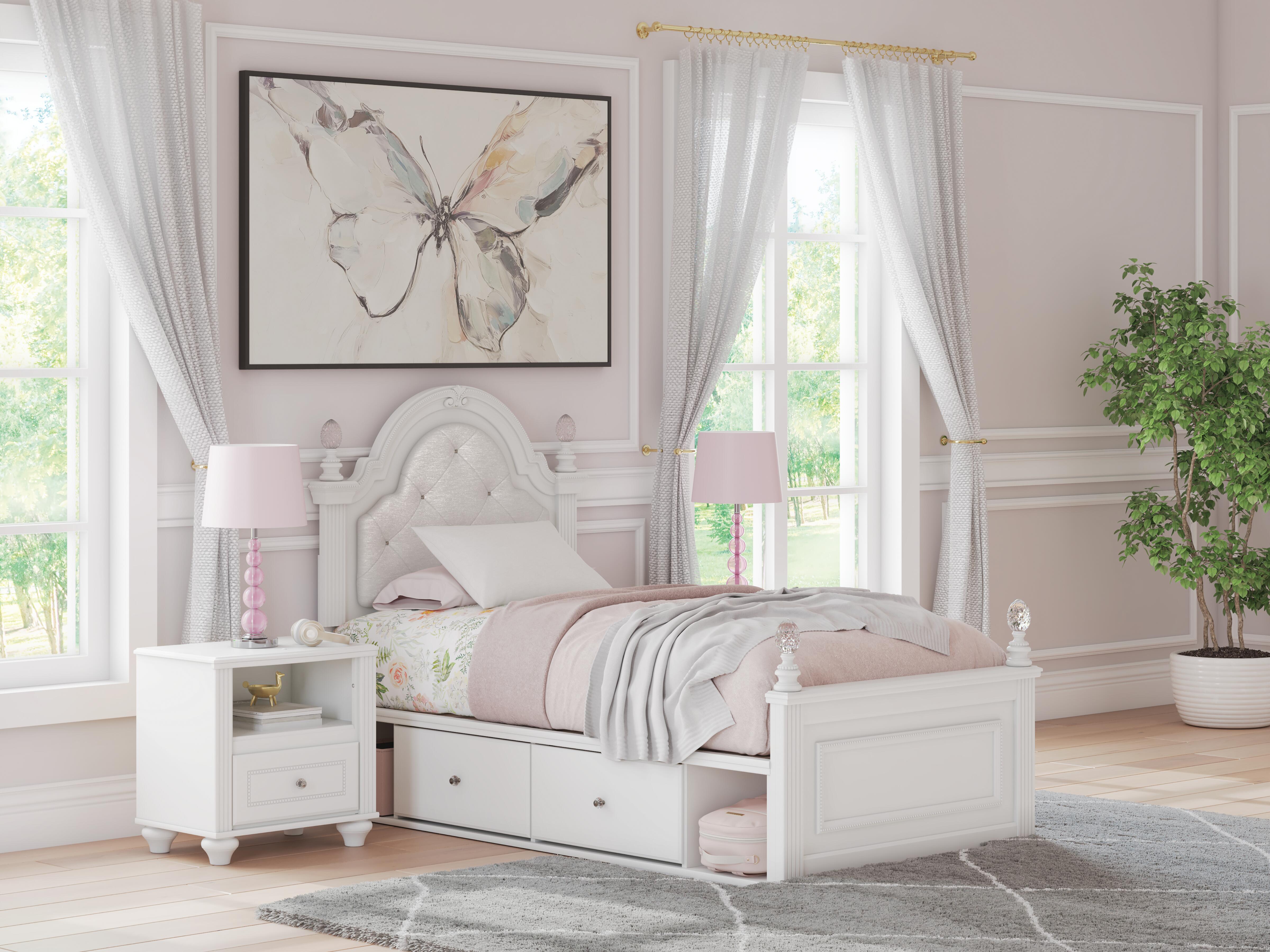 Hoover Furniture Outlet - Ashley Furniture - Kozlani Twin Upholstered Panel Bed with Storage - Twin Upholstered Panel Bed with Storage - PCB1819B17