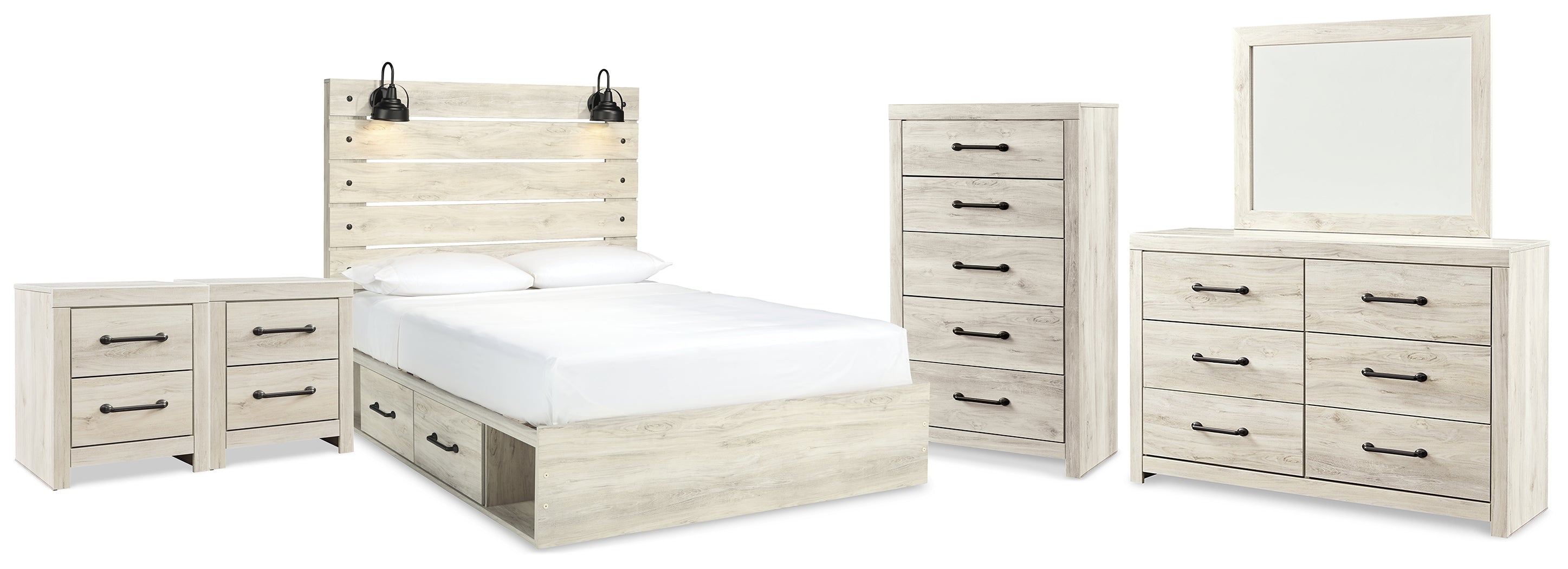 Hoover Furniture Outlet - Ashley Furniture - Cambeck Queen Panel Bed with Storage, Dresser, Mirror, Chest and 2 Nightstands - Queen Panel Bed with Storage, Dresser, Mirror, Chest and 2 Nightstands - B192B122