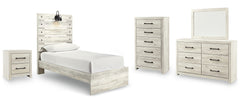 Cambeck Twin Panel Bed, Dresser, Mirror, Chest, and Nightstand
