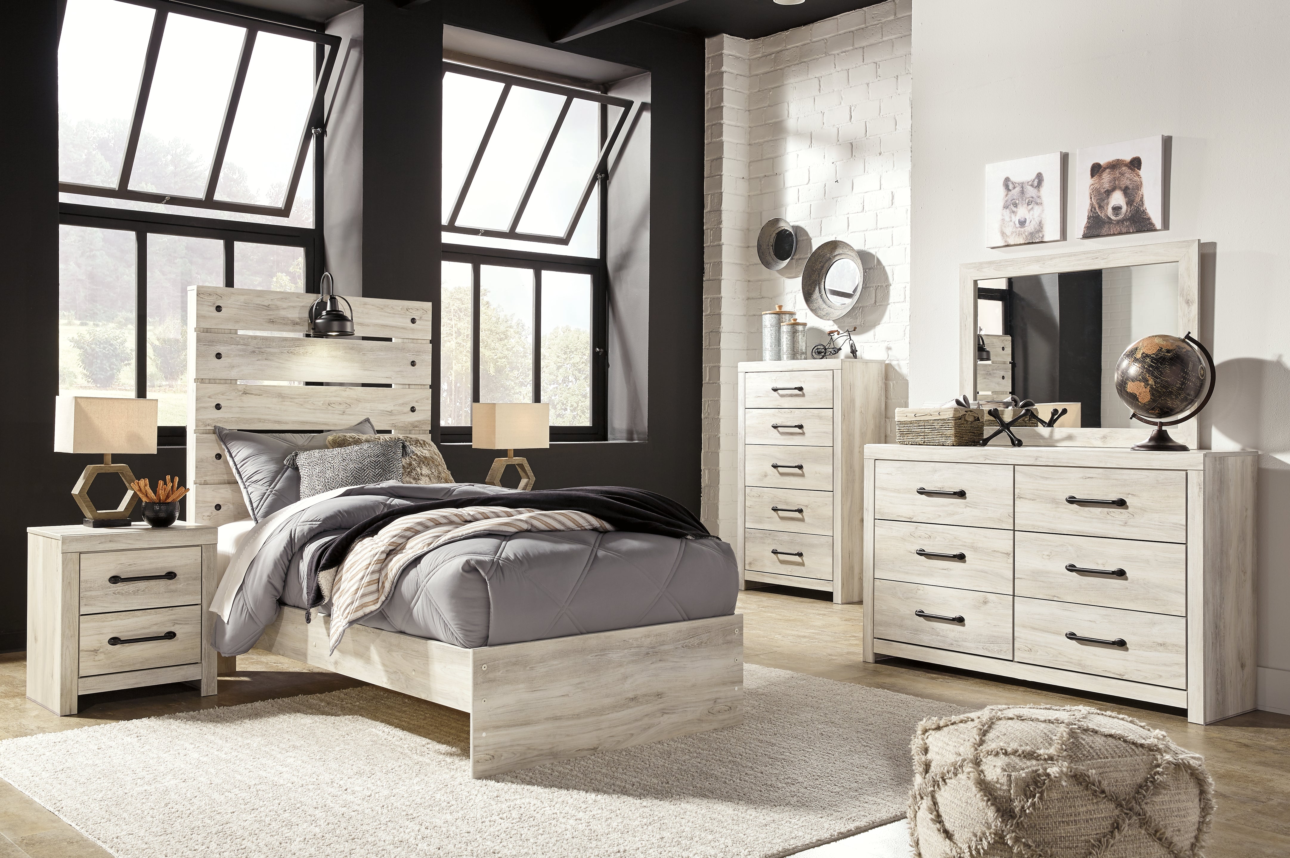 Hoover Furniture Outlet - Ashley Furniture - Cambeck Twin Panel Bed, Dresser, Mirror, Chest, and Nightstand - Twin Panel Bed, Dresser, Mirror, Chest, and Nightstand - B192B59