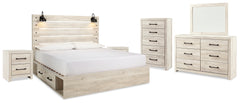 Cambeck King Panel Bed with Storage, Dresser, Mirror, Chest and 2 Nightstands
