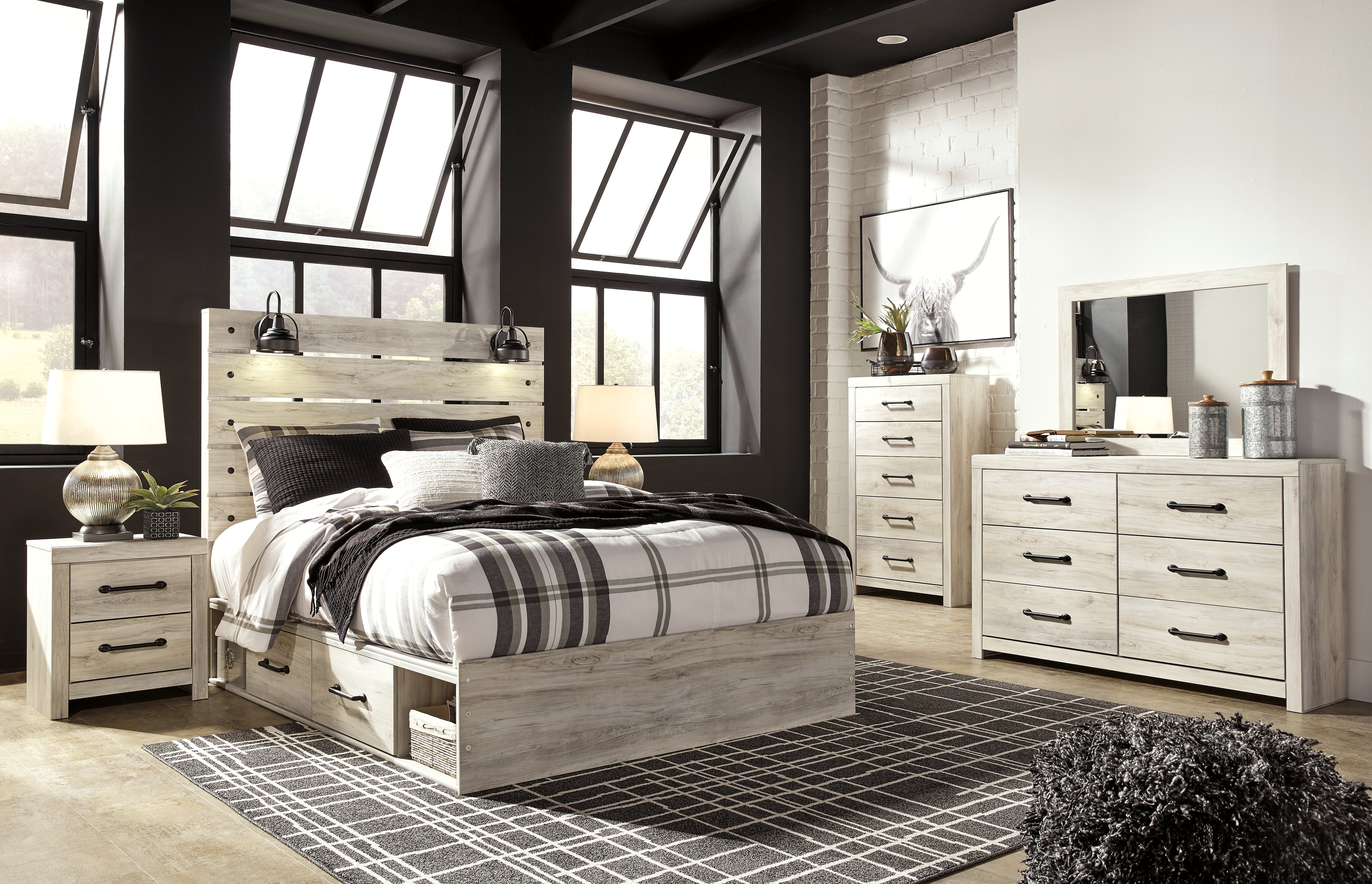 Hoover Furniture Outlet - Ashley Furniture - Cambeck Queen Panel Storage Bed, Dresser, Mirror, Chest and 2 Nightstands - Queen Panel Storage Bed, Dresser, Mirror, Chest and 2 Nightstands - B192B100