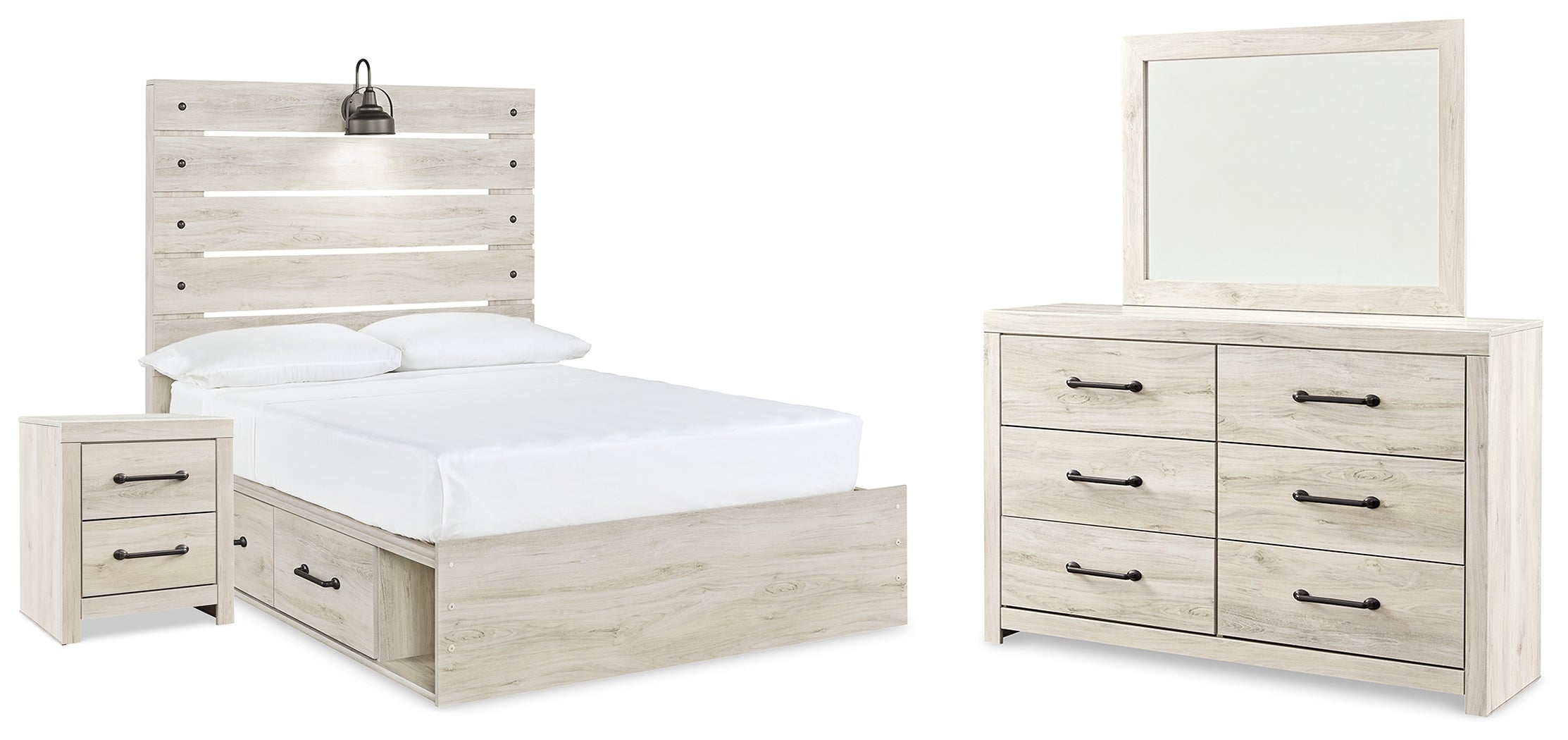 Hoover Furniture Outlet - Ashley Furniture - Cambeck Full Panel Bed with Storage, Dresser, Mirror and Nightstand - Full Panel Bed with Storage, Dresser, Mirror and Nightstand - B192B116