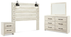 Hoover Furniture Outlet - Ashley Furniture - Cambeck Queen Panel Headboard, Dresser, Mirror, and Nightstand - Queen Panel Headboard, Dresser, Mirror, and Nightstand / Whitewash - B192B57