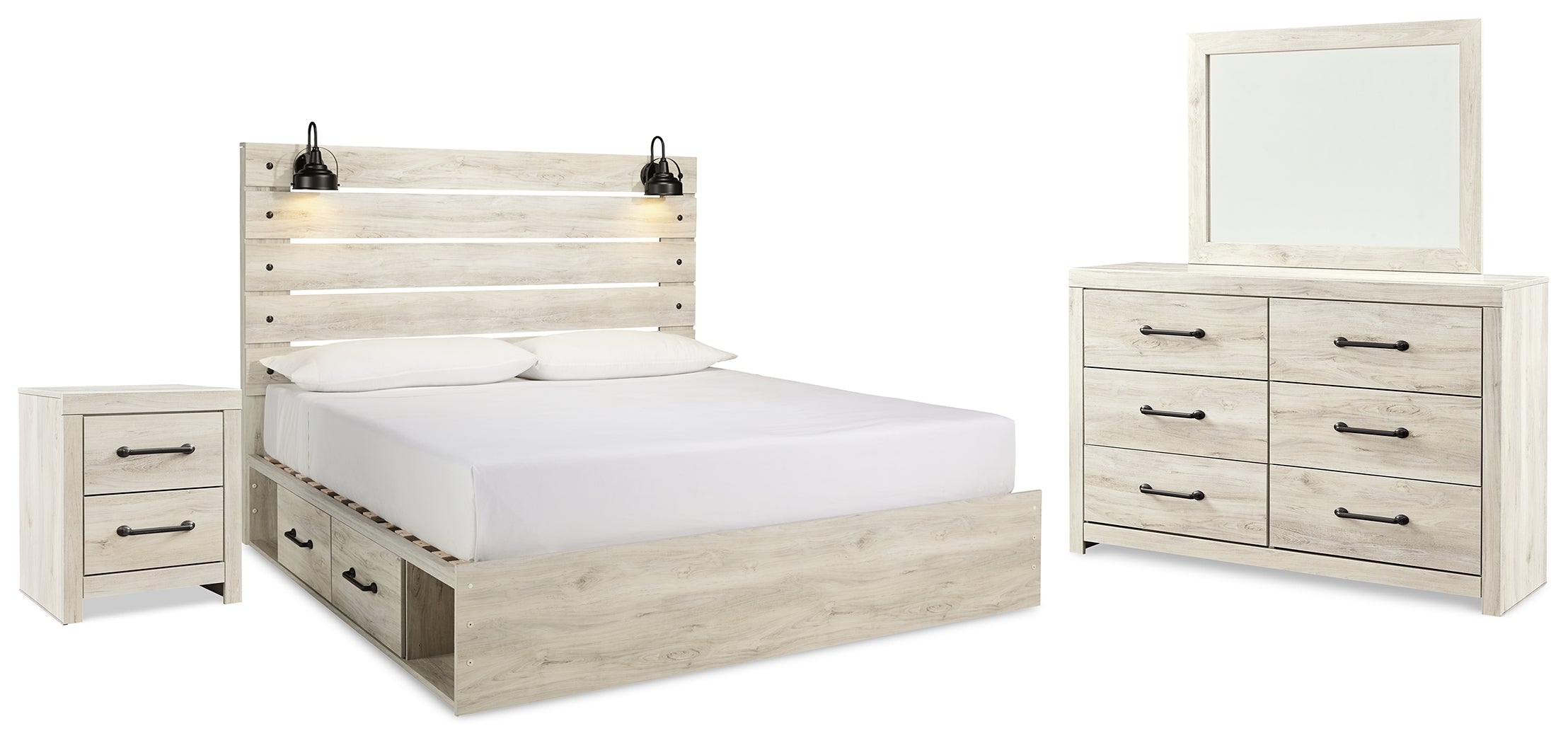 Hoover Furniture Outlet - Ashley Furniture - Cambeck King Panel Bed with Storage, Dresser, Mirror and Nightstand - King Panel Bed with Storage, Dresser, Mirror and Nightstand - B192B52