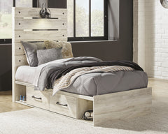 Hoover Furniture Outlet - Ashley Furniture - Cambeck Twin Panel Bed with 2 Storage Drawers - Twin Panel Bed with 2 Storage Drawers / Whitewash - B192B13