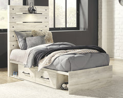 Hoover Furniture Outlet - Ashley Furniture - Cambeck Twin Panel Bed with 4 Storage Drawers - Twin Panel Bed with 4 Storage Drawers / Whitewash - B192B21