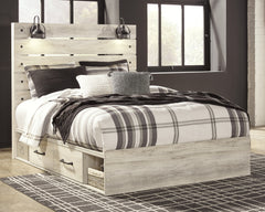 Hoover Furniture Outlet - Ashley Furniture - Cambeck Queen Panel Bed with 4 Storage Drawers - Queen Panel Bed with 4 Storage Drawers / Whitewash - B192B24