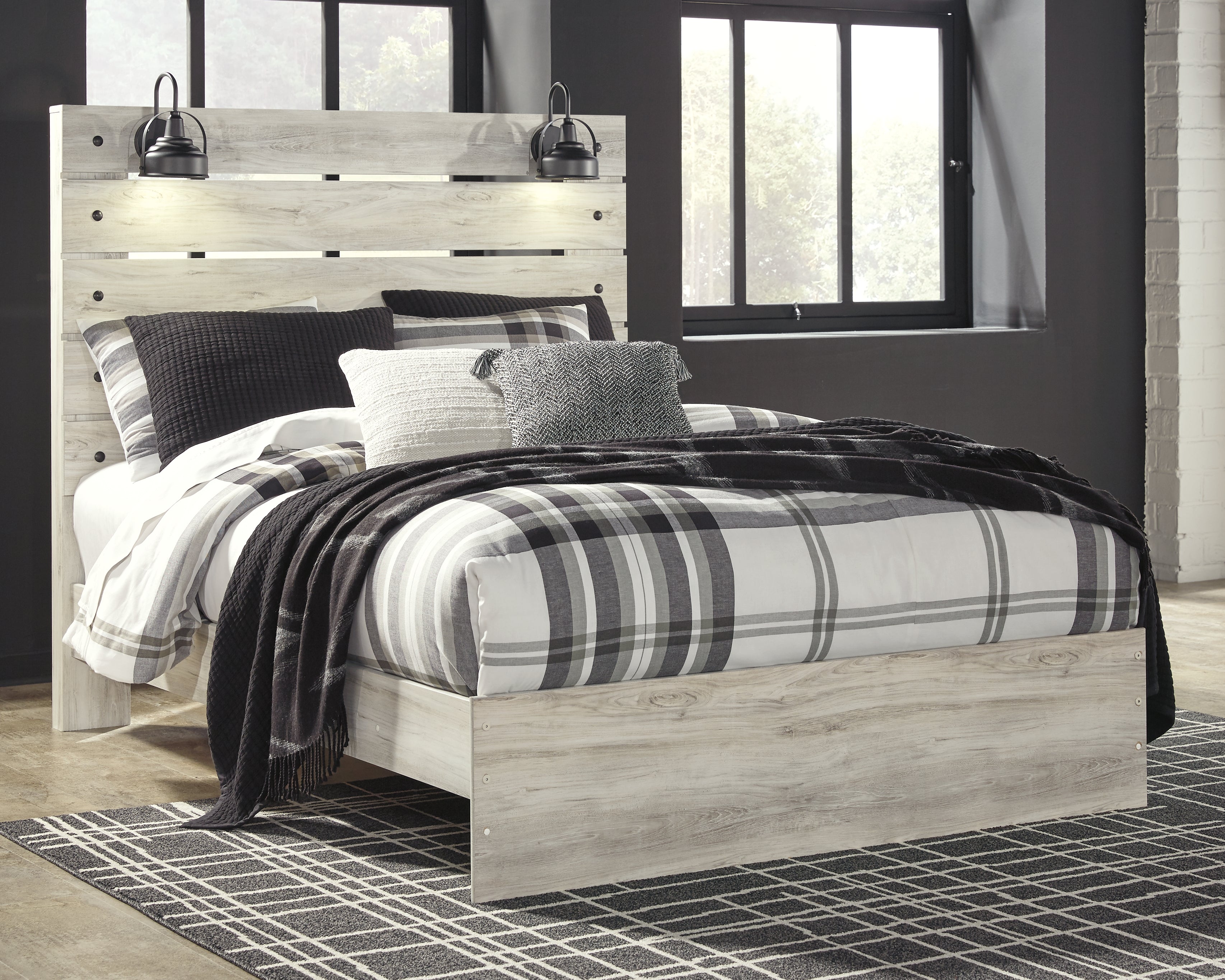 Hoover Furniture Outlet - Ashley Furniture - Cambeck Queen Panel Bed - Queen Panel Bed / Whitewash - B192B4