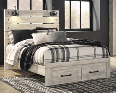Hoover Furniture Outlet - Ashley Furniture - Cambeck Queen Panel Bed with 2 Storage Drawers - Queen Panel Bed with 2 Storage Drawers / Whitewash - B192B8