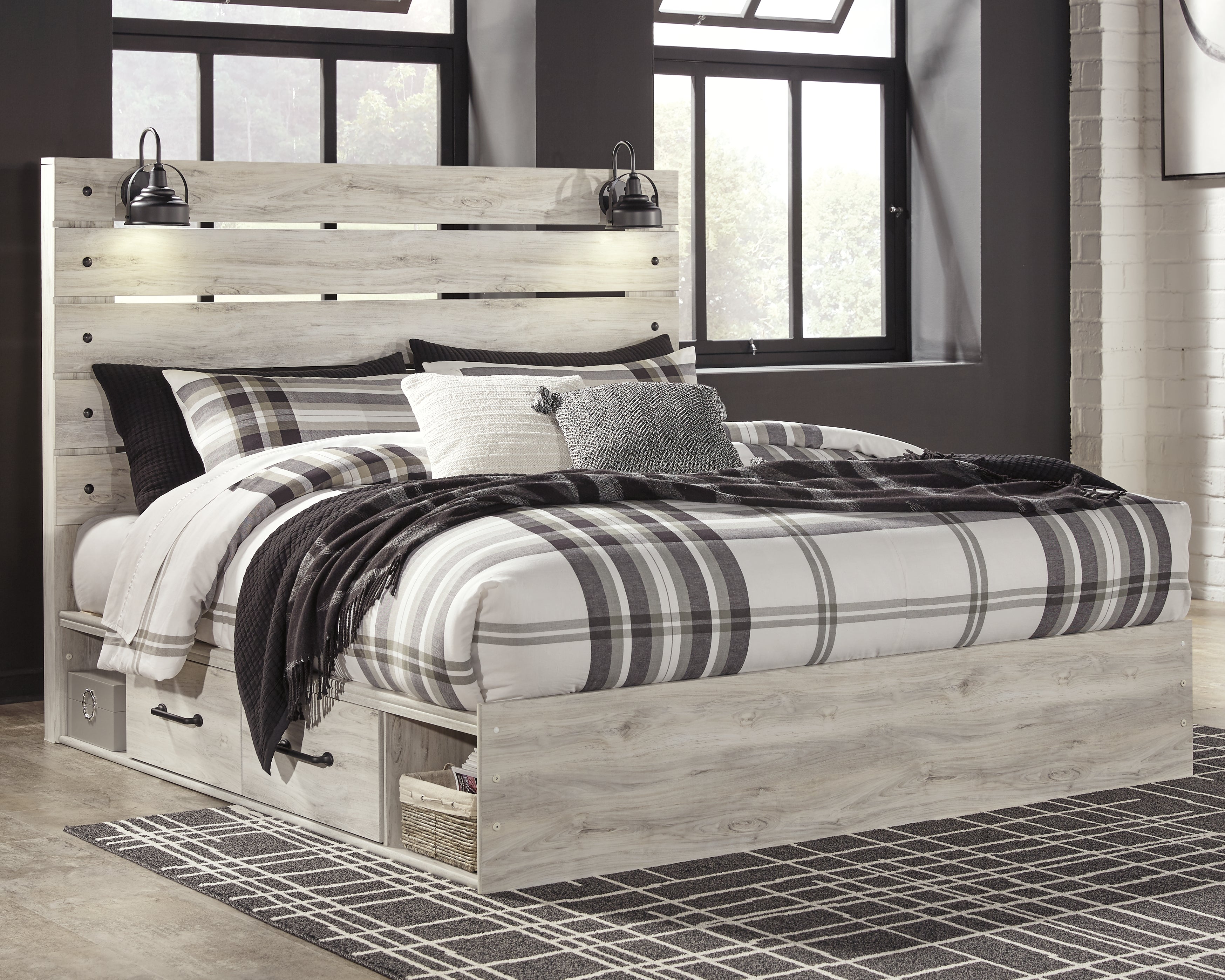 Hoover Furniture Outlet - Ashley Furniture - Cambeck King Panel Bed with 2 Storage Drawers - King Panel Bed with 2 Storage Drawers - B192B19