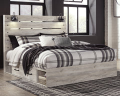 Hoover Furniture Outlet - Ashley Furniture - Cambeck King Panel Bed with 4 Storage Drawers - King Panel Bed with 4 Storage Drawers / Whitewash - B192B27