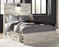 Hoover Furniture Outlet - Ashley Furniture - Cambeck Full Panel Bed with 2 Storage Drawers - Full Panel Bed with 2 Storage Drawers / Whitewash - B192B16