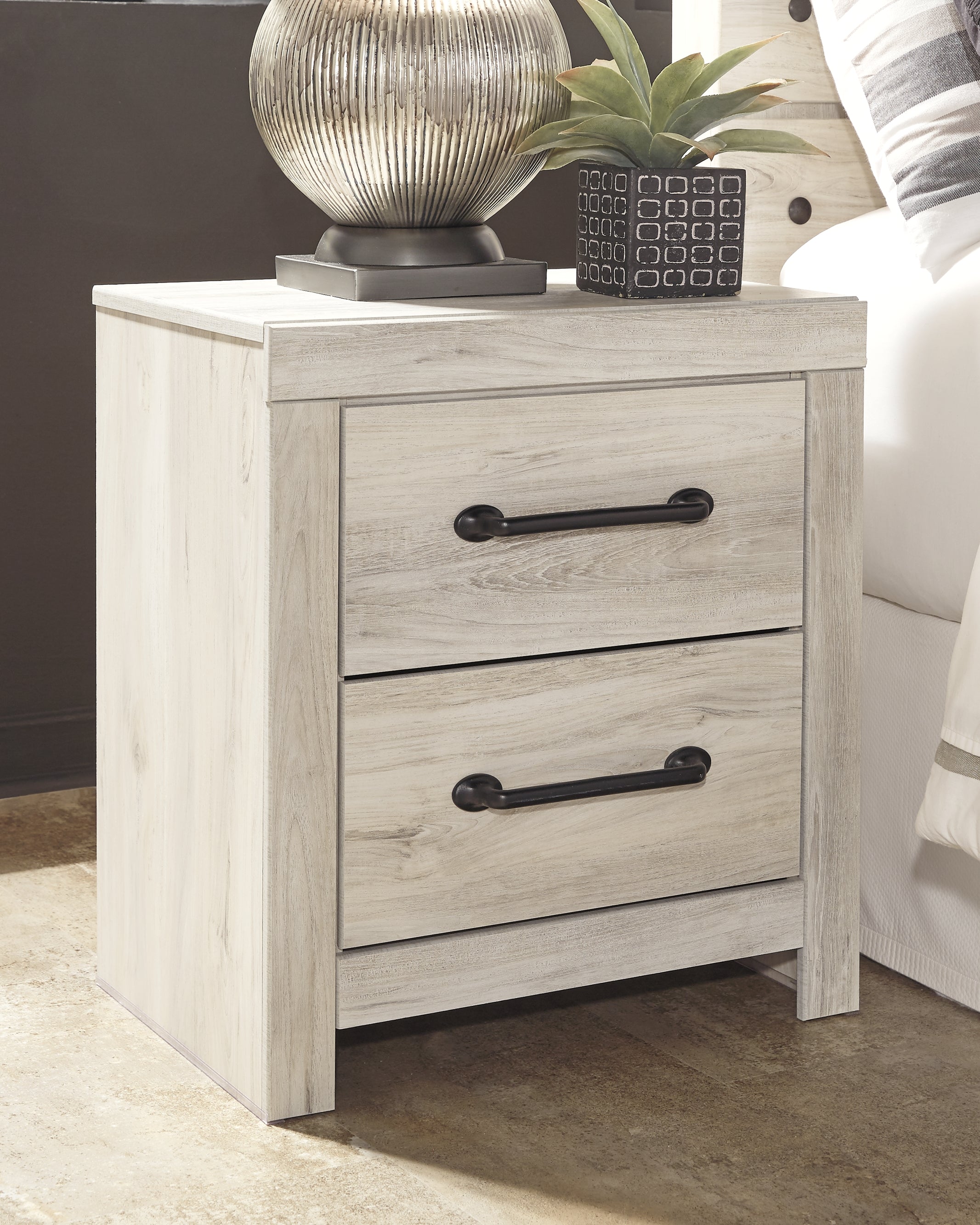 Hoover Furniture Outlet - Ashley Furniture - Cambeck Nightstand - Two Drawer Night Stand / Whitewash - B192-92