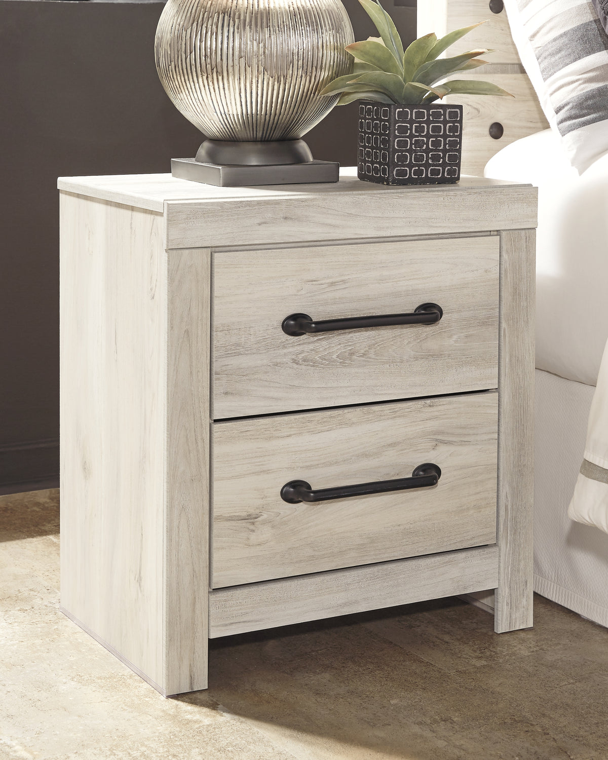 Hoover Furniture Outlet - Ashley Furniture - Cambeck Nightstand - Two Drawer Night Stand / Whitewash - B192-92