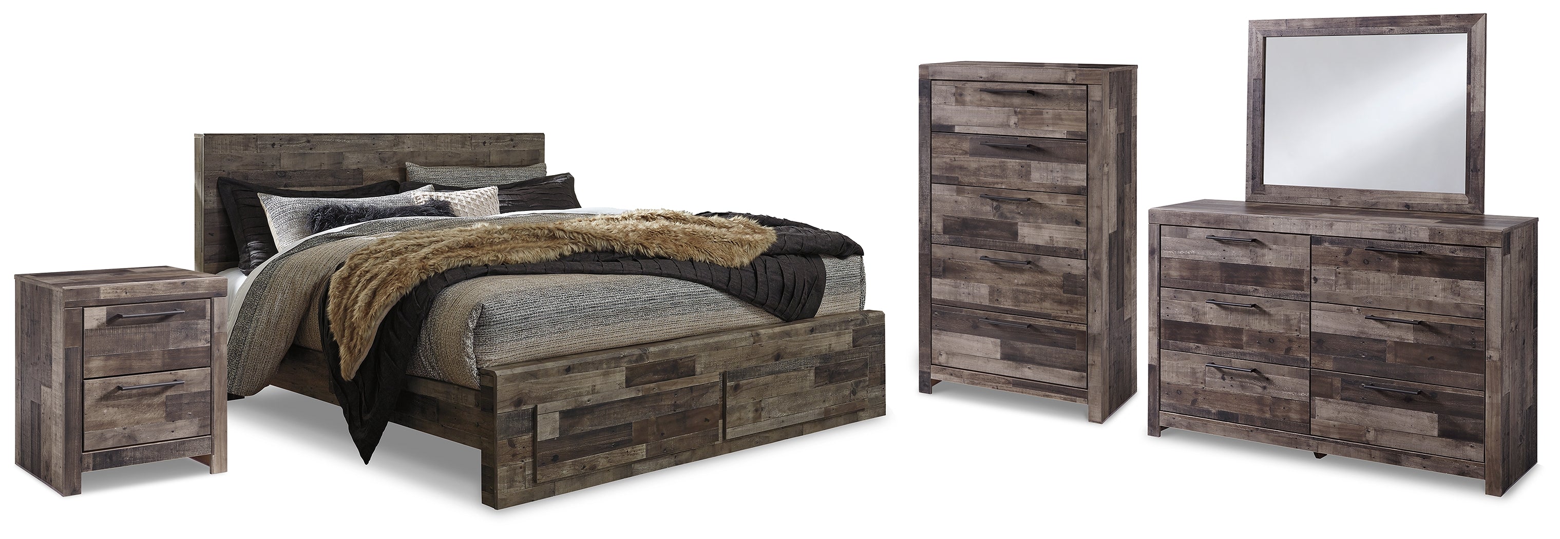 Hoover Furniture Outlet - Ashley Furniture - Derekson King Panel Storage Bed, Dresser, Mirror, Chest and Nightstand - King Panel Storage Bed, Dresser, Mirror, Chest and Nightstand - B200B74
