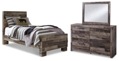 Hoover Furniture Outlet - Ashley Furniture - Derekson Twin Panel Bed, Dresser and Mirror - Twin Panel Bed, Dresser and Mirror - B200B3