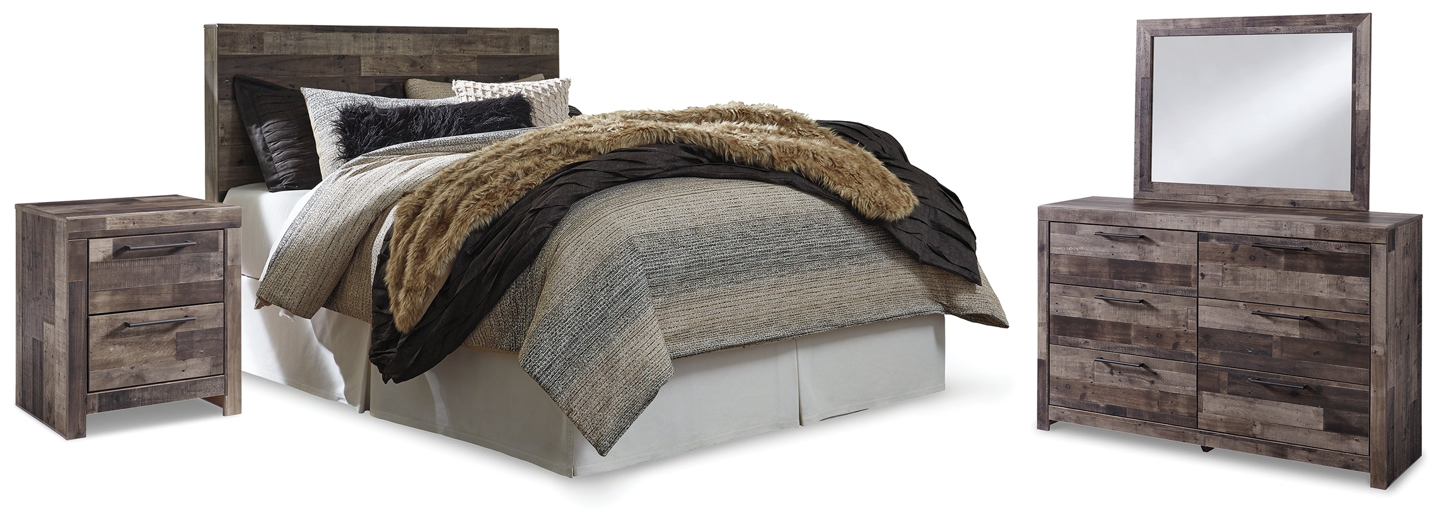 Hoover Furniture Outlet - Ashley Furniture - Derekson Queen Panel Headboard, Dresser, Mirror and Nightstand - Queen Panel Headboard, Dresser, Mirror and Nightstand - B200B45