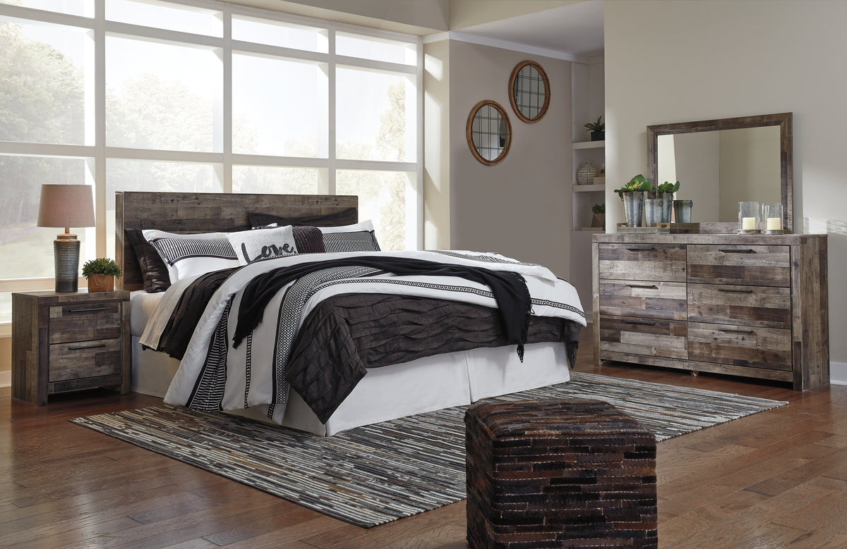 Hoover Furniture Outlet - Ashley Furniture - Derekson King Panel Headboard, Dresser, Mirror and Nightstand - King Panel Headboard, Dresser, Mirror and Nightstand - B200B47