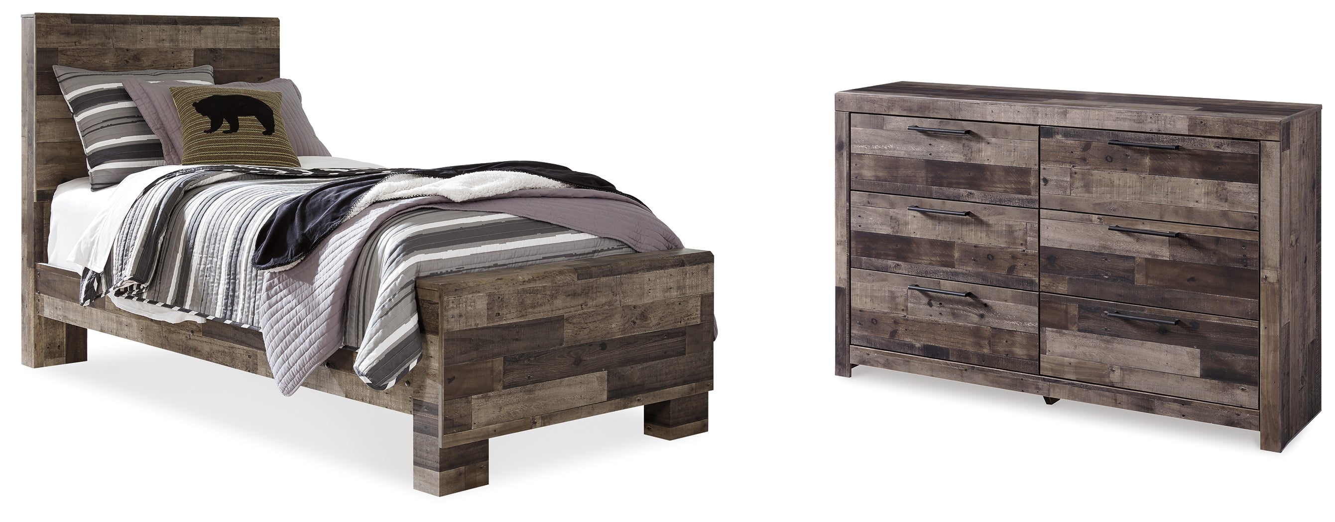 Hoover Furniture Outlet - Ashley Furniture - Derekson Twin Panel Bed and Dresser - Twin Panel Bed and Dresser - B200B65
