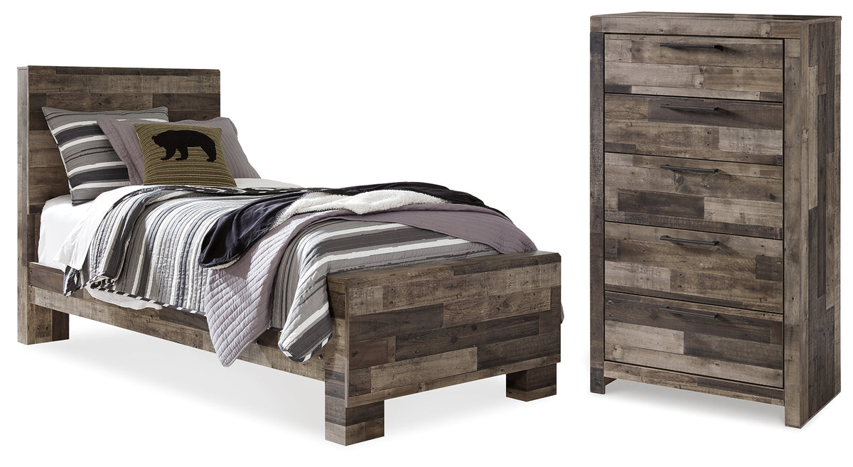 Hoover Furniture Outlet - Ashley Furniture - Derekson Twin Panel Bed and Chest - Twin Panel Bed and Chest - B200B66
