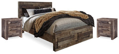 Hoover Furniture Outlet - Ashley Furniture - Derekson Queen Panel Storage Bed and 2 Nightstands - Queen Panel Storage Bed and 2 Nightstands - B200B48