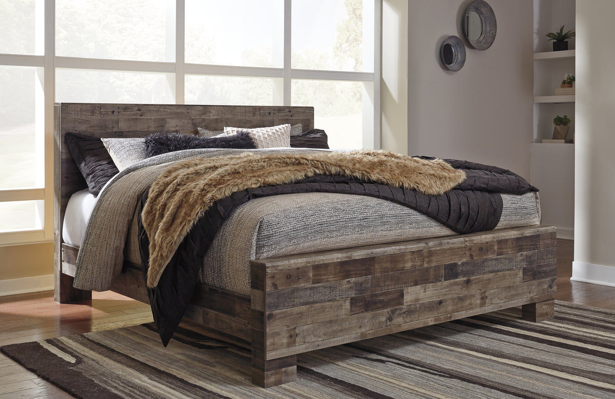 Hoover Furniture Outlet - Ashley Furniture - Derekson King Panel Bed - King Panel Bed / Multi Gray - B200B11
