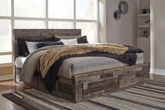 Hoover Furniture Outlet - Ashley Furniture - Derekson King Panel Bed with 6 Storage Drawers - King Panel Bed with 6 Storage Drawers / Multi Gray - B200B12