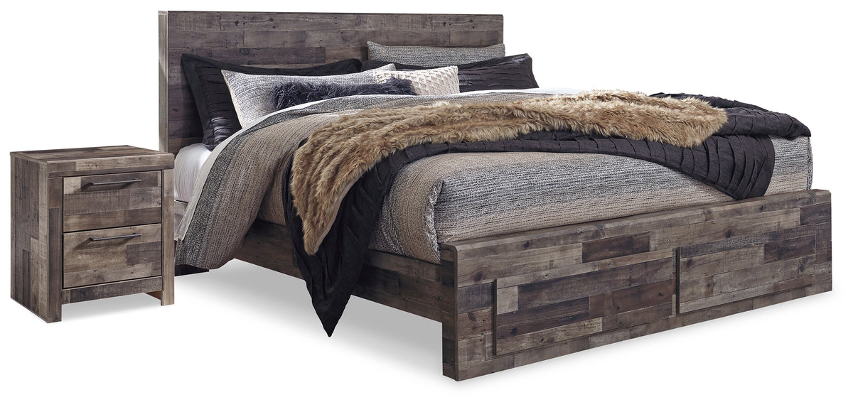 Hoover Furniture Outlet - Ashley Furniture - Derekson King Panel Storage Bed and 2 Nightstands - King Panel Storage Bed and 2 Nightstands - B200B55