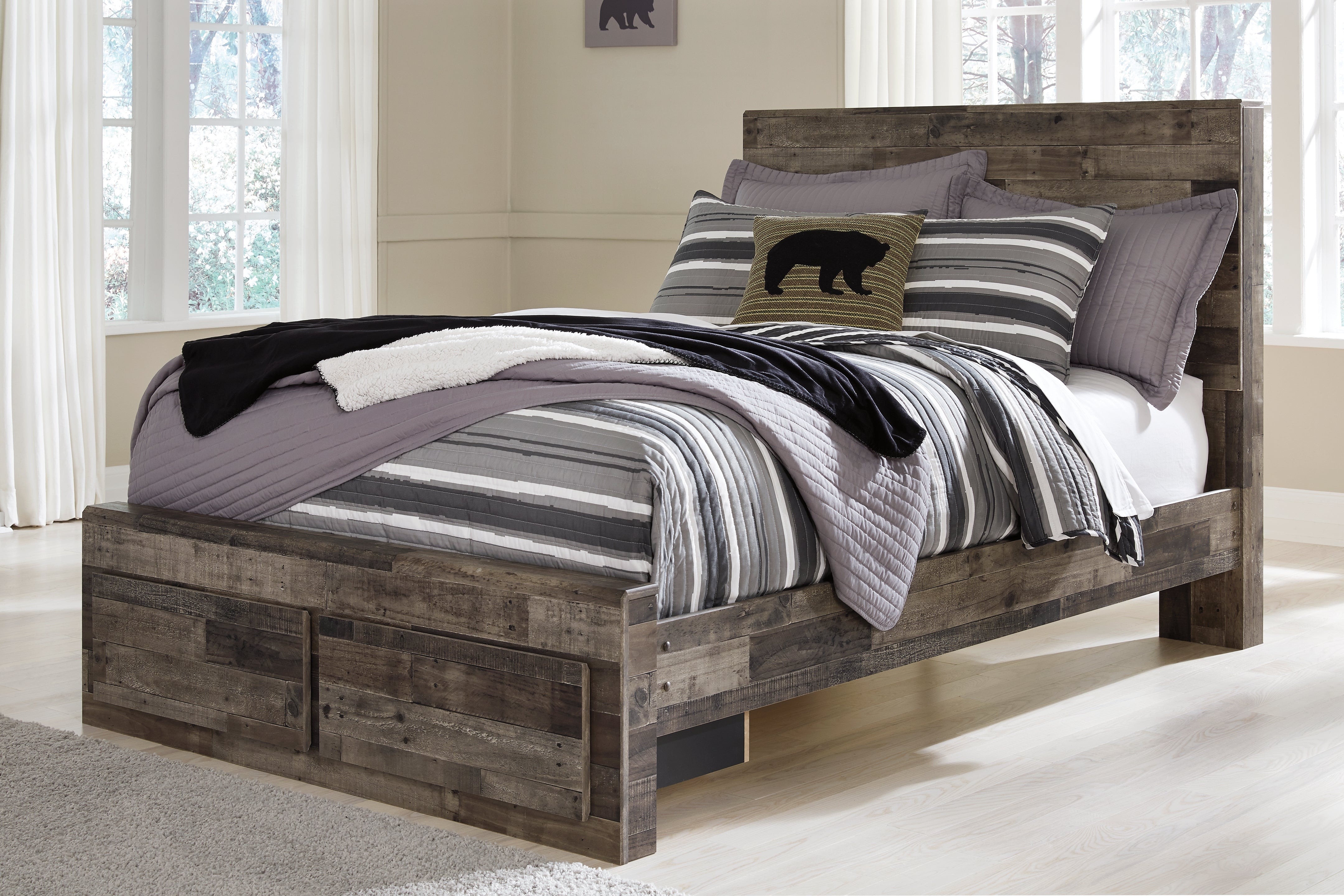 Hoover Furniture Outlet - Ashley Furniture - Derekson Full Panel Storage Bed with Nightstand - Full Panel Storage Bed with Nightstand - B200B46