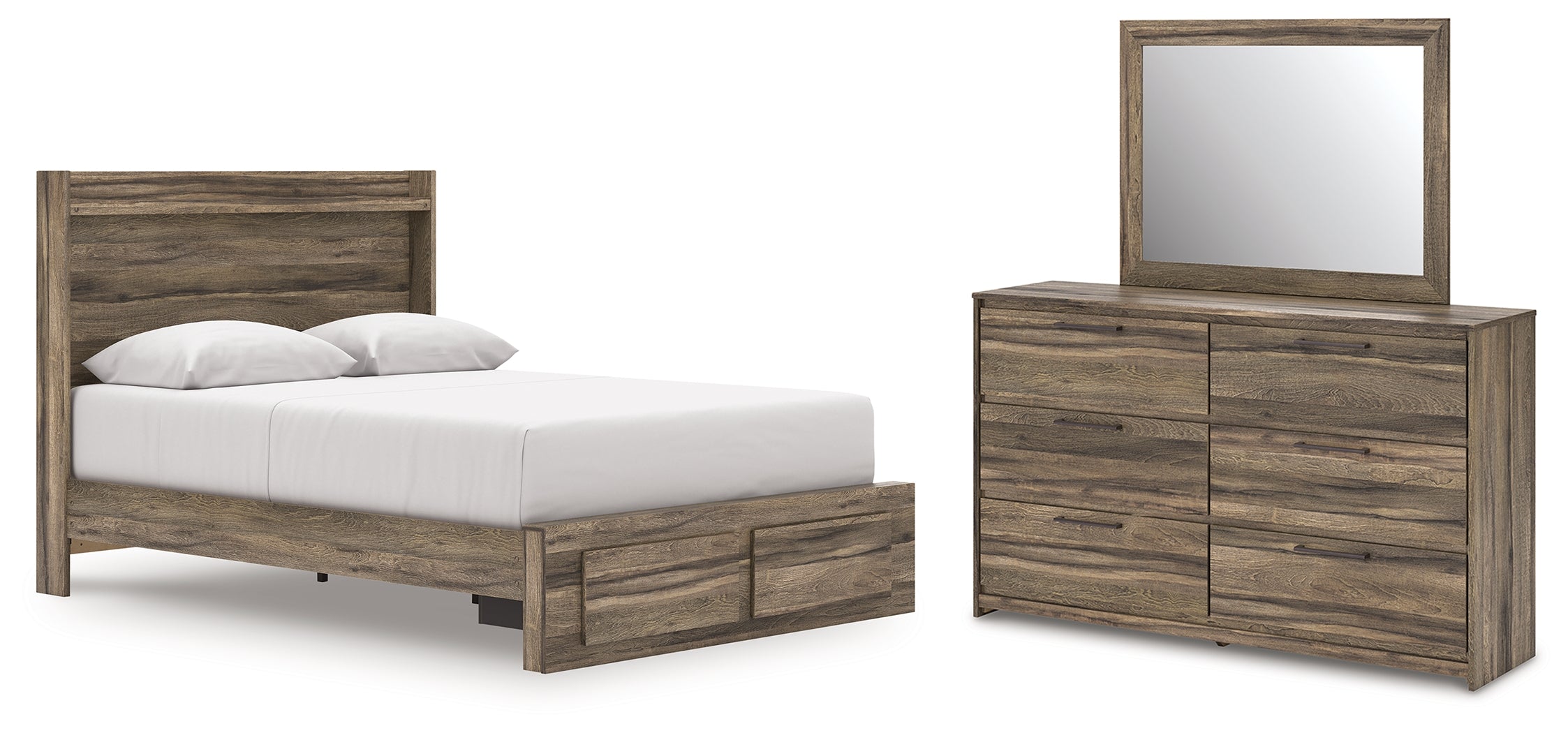 Hoover Furniture Outlet - Ashley Furniture - Elbrim Queen Panel Storage Bed, Dresser and Mirror - Queen Panel Storage Bed, Dresser and Mirror - PCB2005B5