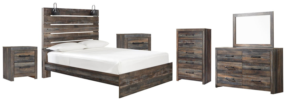 Hoover Furniture Outlet - Ashley Furniture - Drystan Queen Panel Bed, Dresser, Mirror, Chest and 2 Nightstands - Queen Panel Bed, Dresser, Mirror, Chest and 2 Nightstands - B211B131