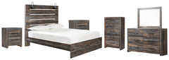 Hoover Furniture Outlet - Ashley Furniture - Drystan Queen Panel Bed, Dresser, Mirror, Chest and 2 Nightstands - Queen Panel Bed, Dresser, Mirror, Chest and 2 Nightstands - B211B131