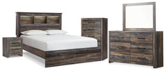 Hoover Furniture Outlet - Ashley Furniture - Drystan Queen Bookcase Panel Bed, Dresser, Mirror Chest and Nightstand - Queen Bookcase Panel Bed, Dresser, Mirror Chest and Nightstand - B211B111