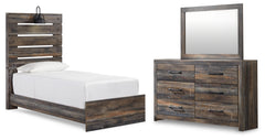 Hoover Furniture Outlet - Ashley Furniture - Drystan Twin Panel Bed, Dresser and Mirror - Twin Panel Bed, Dresser and Mirror - B211B5