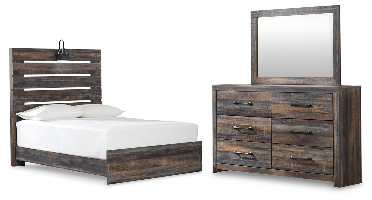 Hoover Furniture Outlet - Ashley Furniture - Drystan Full Panel Bed, Dresser and Mirror - Full Panel Bed, Dresser and Mirror - B211B6