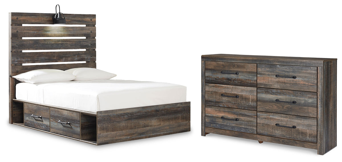 Hoover Furniture Outlet - Ashley Furniture - Drystan Full Panel Storage Bed and Dresser - Full Panel Storage Bed and Dresser - B211B97