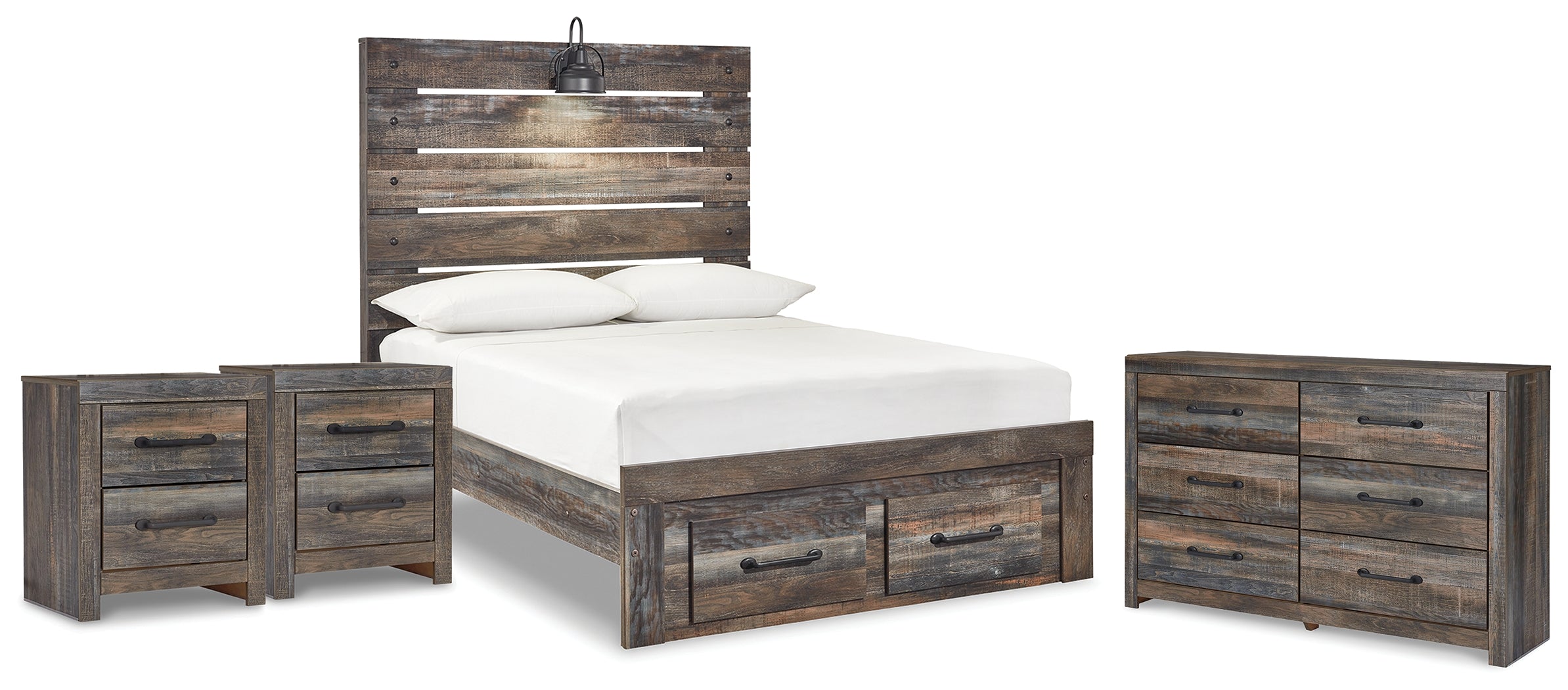 Hoover Furniture Outlet - Ashley Furniture - Drystan Full Storage Bed, Dresser and 2 Nightstands - Full Storage Bed, Dresser and 2 Nightstands - B211B92